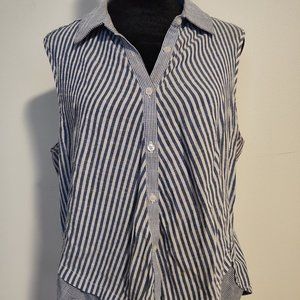 Heartloom Women's Sleeveless Top - Blue/White Striped - Large